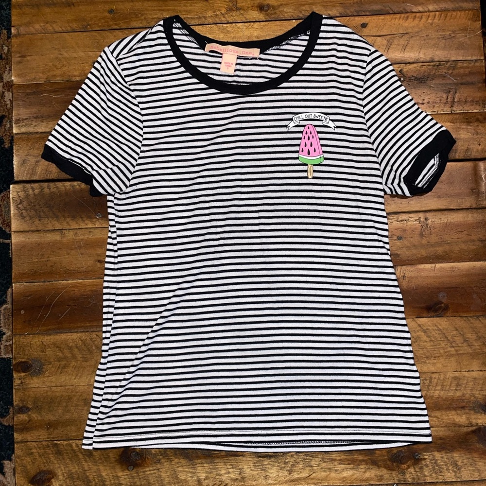 Black and White Striped Watermelon Tee